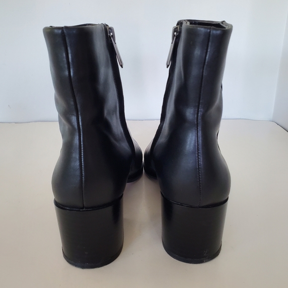 SAM EDELMAN Sz 8 Black Leather JOEY Block 2" Chunky Heel Ankle Bootie Side Zip - Picture 4 of 12